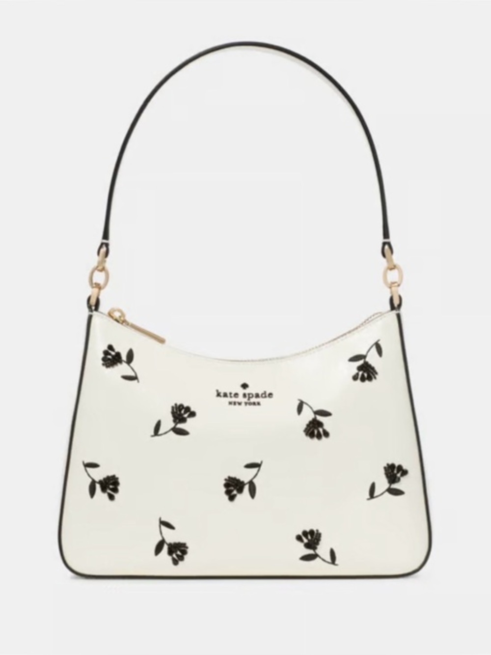 NWT KATE SPADE MARGOT Floral Embellished Meringue-Coloured Leather Shoulder Bag